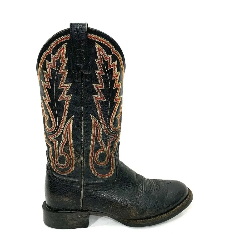 Ariat  38605 Black Leather Boots Red/Gold Stitching Men’s Size 7.5 D